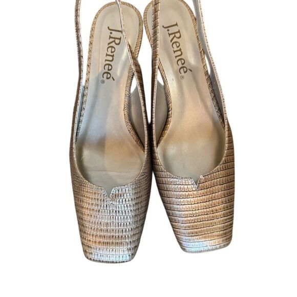 J. Renée Women's Gold Slingback Heels Elegant Woven Pattern Formal Size 8.5 - Picture 4 of 6